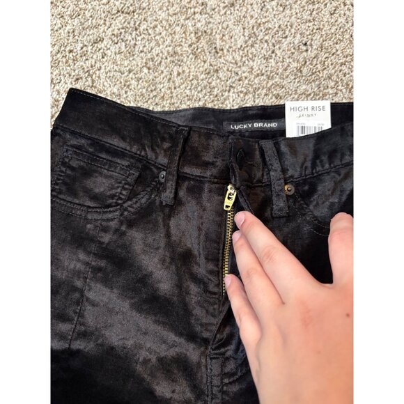 NEW Lucky Brand Bridgette Velvet Velour High-Rise Skinny Stretch Split Jeans 28 - Picture 7 of 12